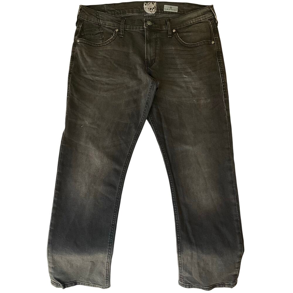 Rock & Republic Men Jeans size 38 x 30 Black Mid Rise Stretch Slim Straight Fit